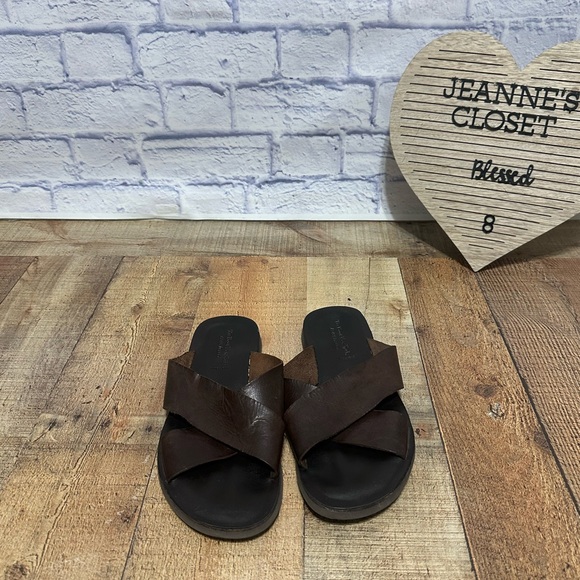 TO BOOT NEW YORK Miramare Leather Slide Sandal Brown Size 9M